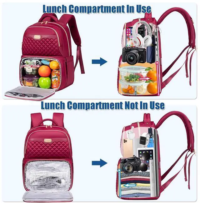 Alt view image 4 of 5 - Weitars Lunch Backpack, Insulated Cooler Backpack 15.6 Inch Laptop Backpack For Women Men For Women Nurses Teacher Gifts for College Work Beach Camping Picnics Travel