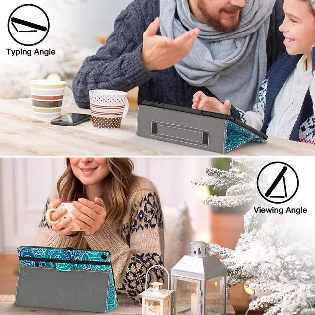 Alt view image 5 of 5 - VORI Case for  Fire HD 10 Tablet (9th/7th/5th Generation,2019/2017/2015 Release), Folio Folding Smart Stand Cover with Hand Strap and Auto Wake/Sleep for Fire HD 10.1'', Abstract floral