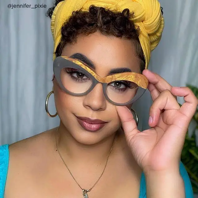 Alt view image 3 of 5 - Voogueme Thick Coffee Cat Eye Blue Light Glasses for Women, Block UV Anti Eyestrain Eyewear Lolade GWA245023-03 Medium