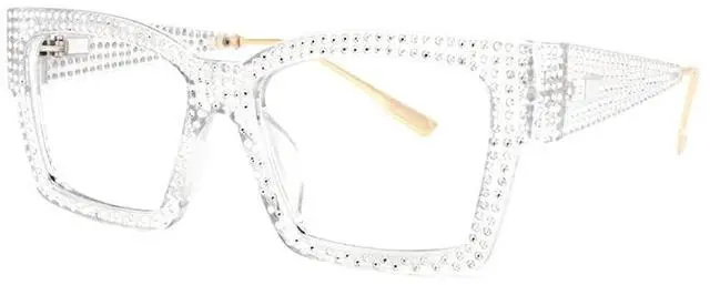 Main image of VOOGLAM Blue Light Glasses Waylon Clear Rhinestone Rectangle Frame Eyeglasses