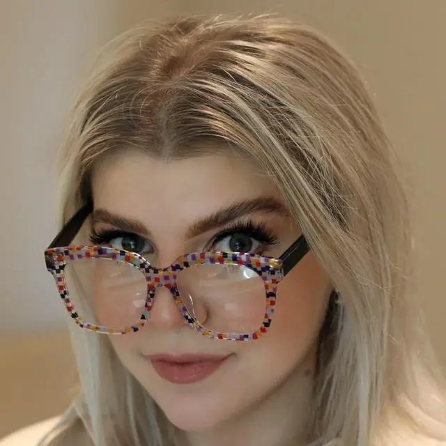 Alt view image 5 of 5 - VOOGLAM Blue Light Glasses for Women Computer Phone TV Anti Eyestrain Dry Eyes Square Pattern Martha GWA012457-05