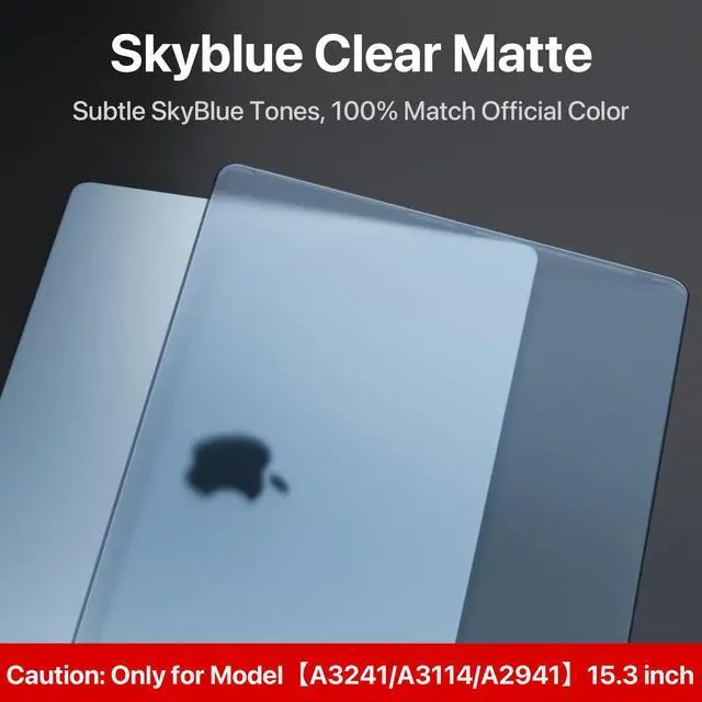 Alt view image 3 of 5 - Soonjet for MacBook Air 15 inch Case M4 M3 M2 2025 2024 2023 [Official SkyBlue] [100% Match Official Color] Protective Hard Shell Matte Cover for Laptop A3241 A3114 A2941 - Sky Blue Clear