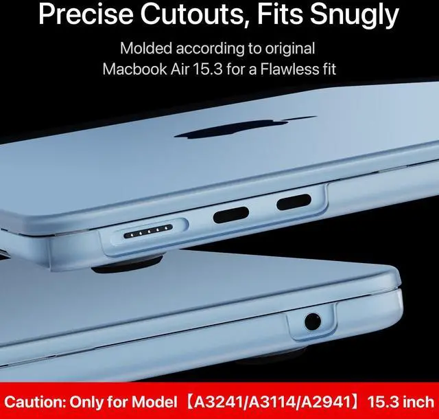 Alt view image 5 of 5 - Soonjet for MacBook Air 15 inch Case M4 M3 M2 2025 2024 2023 [Official SkyBlue] [100% Match Official Color] Protective Hard Shell Matte Cover for Laptop A3241 A3114 A2941 - Sky Blue Clear