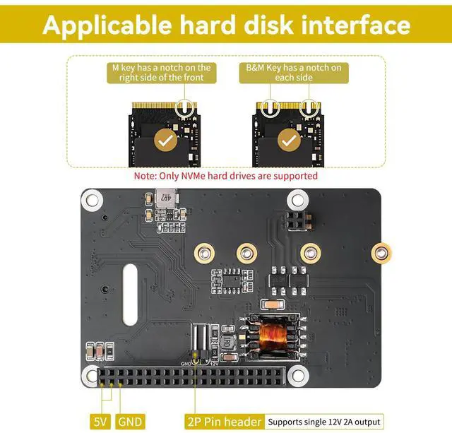 Alt view image 3 of 5 - PCIe to M.2 NVM Express with PoE Hat Expansion Board with Official Pi 5 Active Cooler Multi-Specification SSD Interface Hard Drive for Raspberry Pi 5, Support 2230/2242/2260/2280