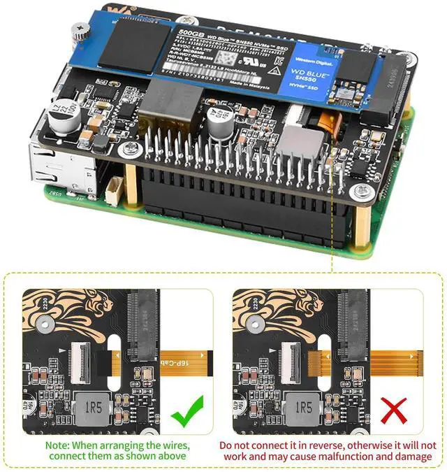 Alt view image 5 of 5 - PCIe to M.2 NVM Express with PoE Hat Expansion Board with Official Pi 5 Active Cooler Multi-Specification SSD Interface Hard Drive for Raspberry Pi 5, Support 2230/2242/2260/2280