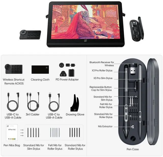 Alt view image 5 of 5 - XPPen 4K UHD Artist Pro 19 Gen2 Drawing Tablet with Screen, 156% sRGB Graphic Tablet with Mini Keydial ACK05 Wireless Shortcut Keyboard