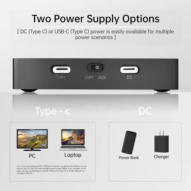 Alt view image 5 of 5 - SUITOK M.2 Duplicator Cloner Dual-Bay Offline USB C to NVMe SATA Dock Station, 20Gbps M2 Reader for Both (M Key, B+M Key) PCIE NGFF Docking, Size for 22110 2280 2260 2242 2230 Enclosure - STK03