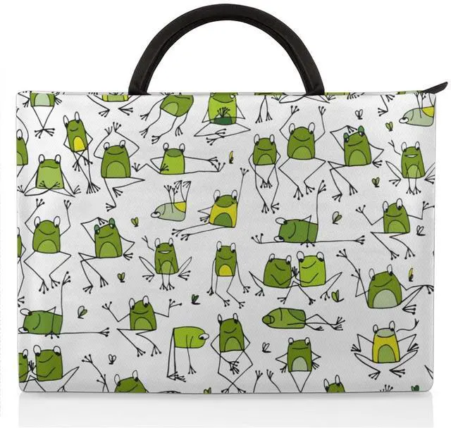 Main image of Cartoon Frogs Laptop Sleeve Case 13 13.3 14 Inch Laptop Bag with Handle & Pockets Durable Notebook Computer Carrying Case for Men Women Multi-Color & Size Choices