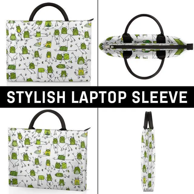 Alt view image 4 of 5 - Cartoon Frogs Laptop Sleeve Case 13 13.3 14 Inch Laptop Bag with Handle & Pockets Durable Notebook Computer Carrying Case for Men Women Multi-Color & Size Choices