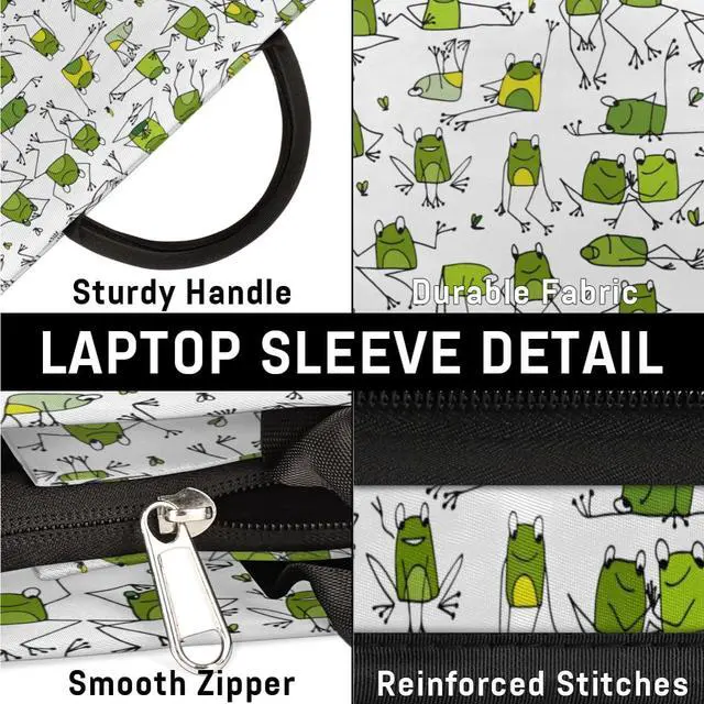 Alt view image 5 of 5 - Cartoon Frogs Laptop Sleeve Case 13 13.3 14 Inch Laptop Bag with Handle & Pockets Durable Notebook Computer Carrying Case for Men Women Multi-Color & Size Choices