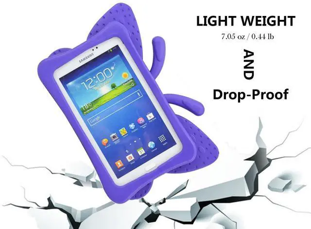 Alt view image 3 of 5 - Tading Kids Case for Samsung Galaxy Tab 4/3/3 Lite 7.0 inch Tablet, Lightweight Shockproof EVA Foam Super Protection Stand Cover for SM T230 P3200 T110 (Not Fit Samsung Galaxy Tab 3/4 10.1") - Purple