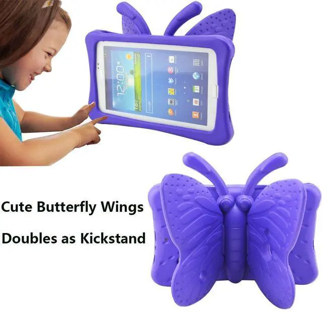 Alt view image 5 of 5 - Tading Kids Case for Samsung Galaxy Tab 4/3/3 Lite 7.0 inch Tablet, Lightweight Shockproof EVA Foam Super Protection Stand Cover for SM T230 P3200 T110 (Not Fit Samsung Galaxy Tab 3/4 10.1") - Purple