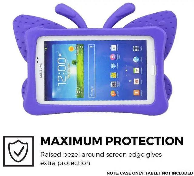 Alt view image 4 of 5 - Tading Kids Case for Samsung Galaxy Tab 4/3/3 Lite 7.0 inch Tablet, Lightweight Shockproof EVA Foam Super Protection Stand Cover for SM T230 P3200 T110 (Not Fit Samsung Galaxy Tab 3/4 10.1") - Purple