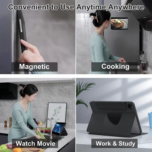 Alt view image 3 of 5 - PboyiqiS Vertical Case for iPad 11th Generation 11-inch (A16) 2025/iPad 10th Generation, Magnetic Case with Pencil Holder, It can Hold Keyboard, 360 Rotatable Detachable Smart Cover (Teal)