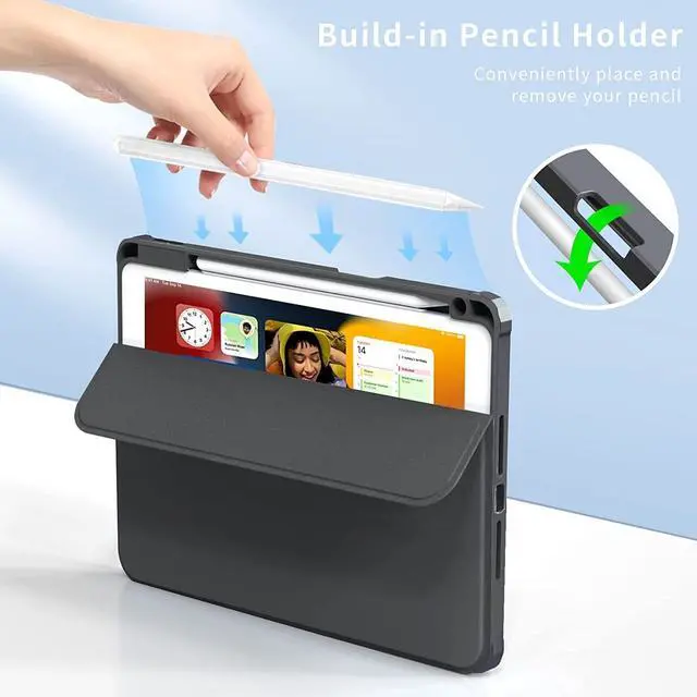 Alt view image 5 of 5 - PboyiqiS Vertical Case for iPad 11th Generation 11-inch (A16) 2025/iPad 10th Generation, Magnetic Case with Pencil Holder, It can Hold Keyboard, 360 Rotatable Detachable Smart Cover (Teal)