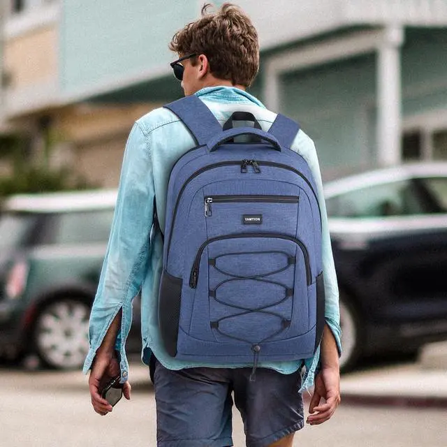 Alt view image 2 of 5 - YAMTION School Backpack for Men and Teen Boys,College Bookbag Laptop Backpack Schoolbag with USB Port for High School Students Adult Work Office