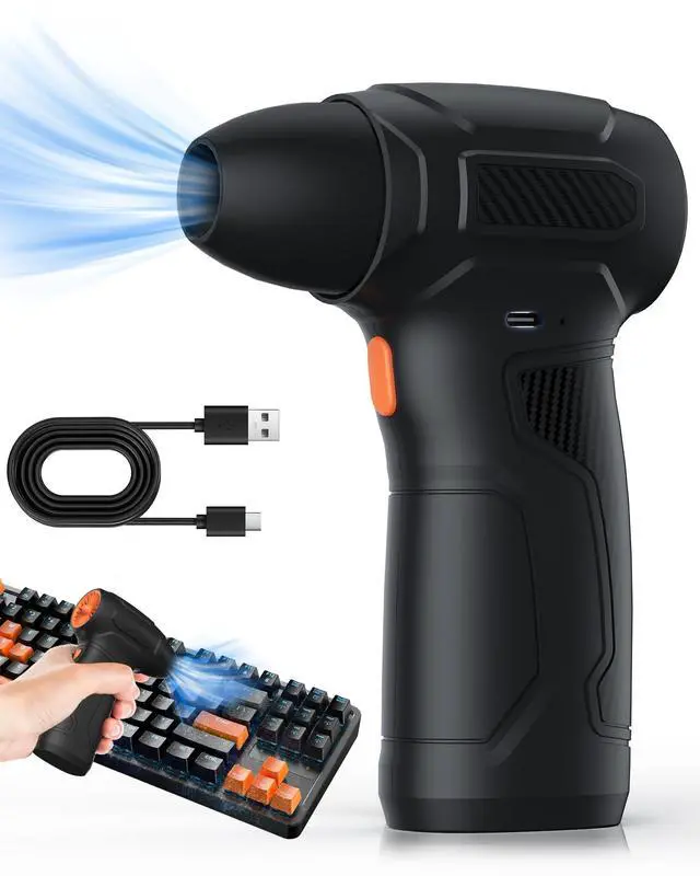 Main image of WERTYI Electric Air Duster-3 Gear Adjustable 130000RPM Compressed Air Duster for Computer Keyboard, 8000mAh Rechargeable Cordless Air Duster for Outdoors, Car, Home Cleaning (Black)
