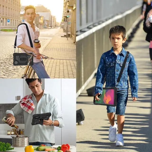 Alt view image 3 of 5 - YOUULAR Tablet Case for Xiaomi Redmi Pad SE 8.7/Redmi Pad SE 4G in India, Tablet Shockproof Cover with 360deg Rotating Stand and Wrist Strap, Shoulder Strap, Completely Black