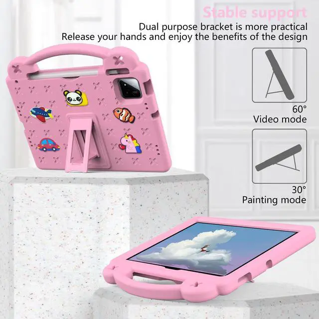 Alt view image 4 of 5 - YRH for Onn 11 inch Tablet Pro Case (2024) Model 100146660, with Strap Stand Handle, Kids EVA Cover for Walmart Surf Onn Tablet Pro 11 inch Case, Pink