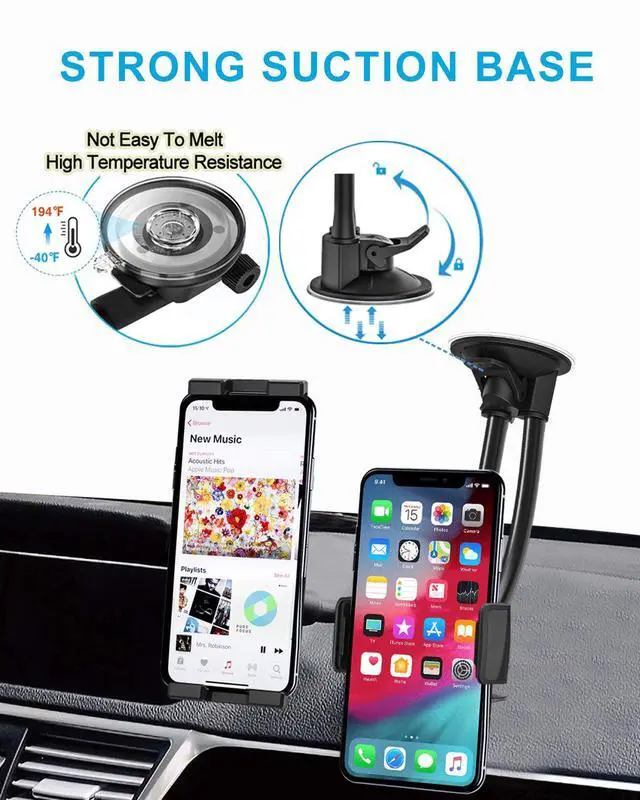 Alt view image 5 of 5 - woleyi Dual Car Tablet Mount, Windshield Car Window Phone & Tablet Holder with Double Long Arm Suction Cup for iPad Pro/Air/Mini, Galaxy Tab/Z Fold, Fire HD, iPhone, More 4-13" Cell Phones and Tablets
