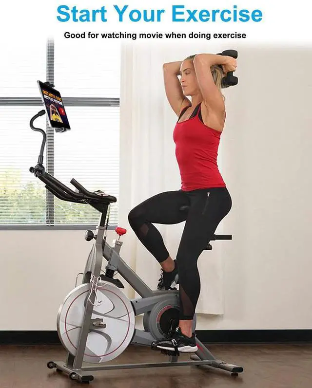 Alt view image 2 of 5 - woleyi Gooseneck Tablet Holder for Spin Bike, Peloton Tablet Mount Exercise Bike Handlebar Stand for Stationary Bicycle, Treadmill, Stroller, Elliptical for iPad Pro Air Mini, Galaxy, 4.7-13" Devices