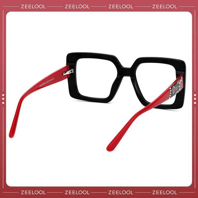 Alt view image 3 of 5 - Zeelool Fashion Oversized Square Blue Light Blocking Glasses for Women Men ZJGA574067-01B Black