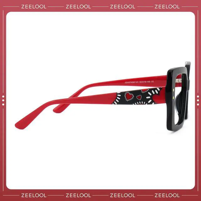 Alt view image 4 of 5 - Zeelool Fashion Oversized Square Blue Light Blocking Glasses for Women Men ZJGA574067-01B Black