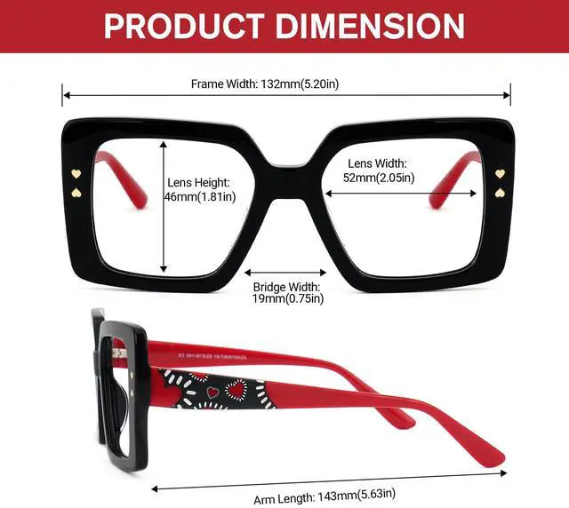 Alt view image 5 of 5 - Zeelool Fashion Oversized Square Blue Light Blocking Glasses for Women Men ZJGA574067-01B Black