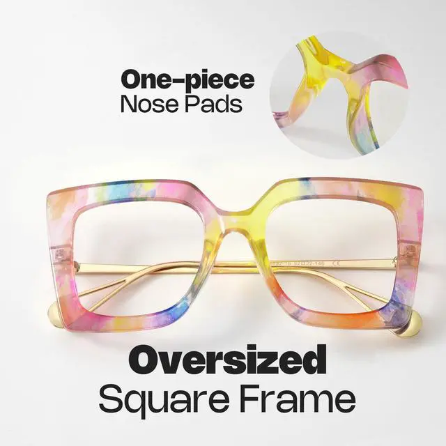 Alt view image 2 of 5 - Zeelool Oversized Thick Blue Light Glasses for Women Square Eyeglasses Anti Blue Light Chic Multicolor Eyewear JGT001892-16B