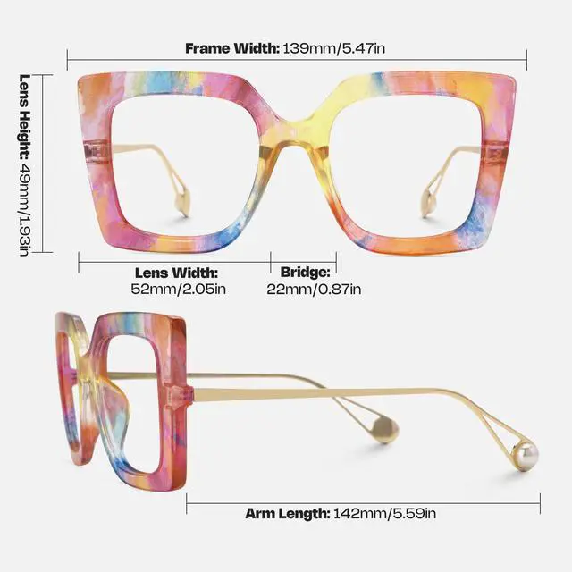 Alt view image 4 of 5 - Zeelool Oversized Thick Blue Light Glasses for Women Square Eyeglasses Anti Blue Light Chic Multicolor Eyewear JGT001892-16B