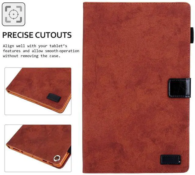 Alt view image 5 of 5 - Folding Case for  Fire HD 10 9th/7th/5th Gen, Techcircle Smart Flip [Wake/Sleep] Solid PU Leather Protective Cover for All-New Kindle Fire HD 10.1 inch Tablet 2019/2017/2015 Release, Brown