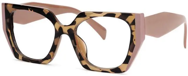 Main image of Zeelool Blue Light Blocking Glasses, TR90 Geometric Glasses Frame for Women Eyeglasses with Clear Lenses Anti Eyestrain & UV from Computer/TV/Phone ZJGT321195-04B Tortoise-Brown