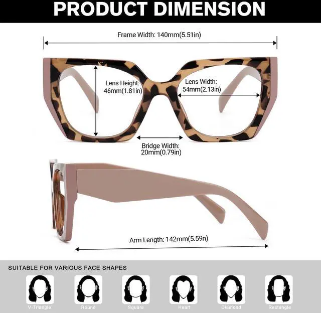 Alt view image 4 of 5 - Zeelool Blue Light Blocking Glasses, TR90 Geometric Glasses Frame for Women Eyeglasses with Clear Lenses Anti Eyestrain & UV from Computer/TV/Phone ZJGT321195-04B Tortoise-Brown