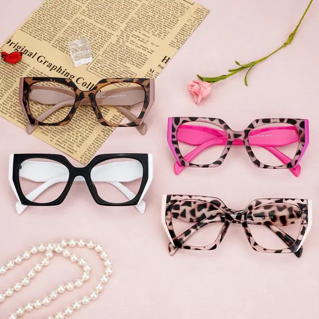 Alt view image 5 of 5 - Zeelool Blue Light Blocking Glasses, TR90 Geometric Glasses Frame for Women Eyeglasses with Clear Lenses Anti Eyestrain & UV from Computer/TV/Phone ZJGT321195-04B Tortoise-Brown