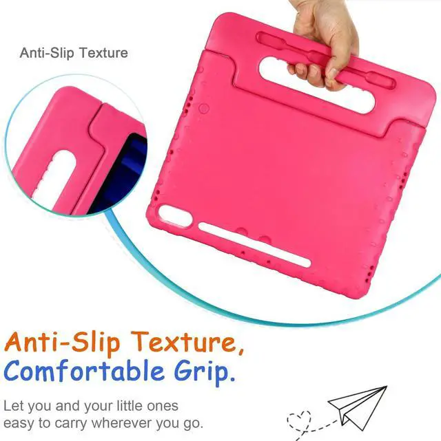 Alt view image 2 of 5 - Kids Case for Samsung Galaxy Tab S8+/S7 FE/S7+ 12.4" with Pen Holder, Techcircle Handle Stand Light EVA Foam Bumper Protective Rugged Drop Protection Child Proof Cover, Rose