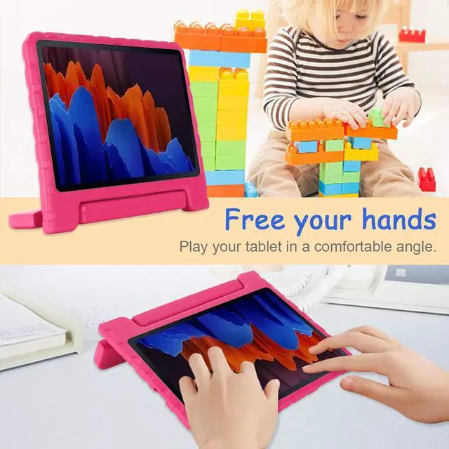 Alt view image 3 of 5 - Kids Case for Samsung Galaxy Tab S8+/S7 FE/S7+ 12.4" with Pen Holder, Techcircle Handle Stand Light EVA Foam Bumper Protective Rugged Drop Protection Child Proof Cover, Rose