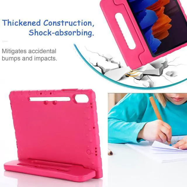 Alt view image 4 of 5 - Kids Case for Samsung Galaxy Tab S8+/S7 FE/S7+ 12.4" with Pen Holder, Techcircle Handle Stand Light EVA Foam Bumper Protective Rugged Drop Protection Child Proof Cover, Rose