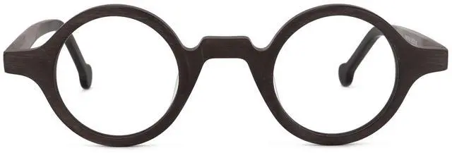 Main image of Zeelool Retro Small Round Eyeglasses Frame for Men, Wood Grain Acetate Eyewear Frame with Clear Lens Arale FA0176-03 Burnt Umber