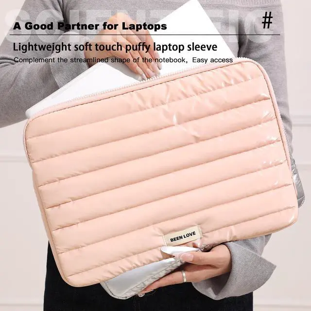 Alt view image 3 of 5 - Teryeefi Laptop Sleeve Bag 13-14 Inch, Fashion Waterproof Soft Laptop Sleeve Case for MacBook Air Pro 13 14 inch, iPad Pro 12.9 Air 13, Dell, Asus, HP for Women Girls - Pink