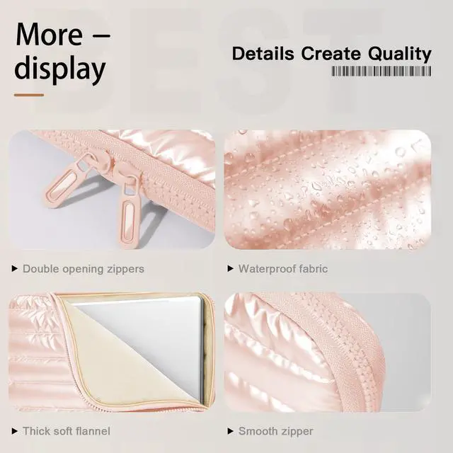 Alt view image 5 of 5 - Teryeefi Laptop Sleeve Bag 13-14 Inch, Fashion Waterproof Soft Laptop Sleeve Case for MacBook Air Pro 13 14 inch, iPad Pro 12.9 Air 13, Dell, Asus, HP for Women Girls - Pink