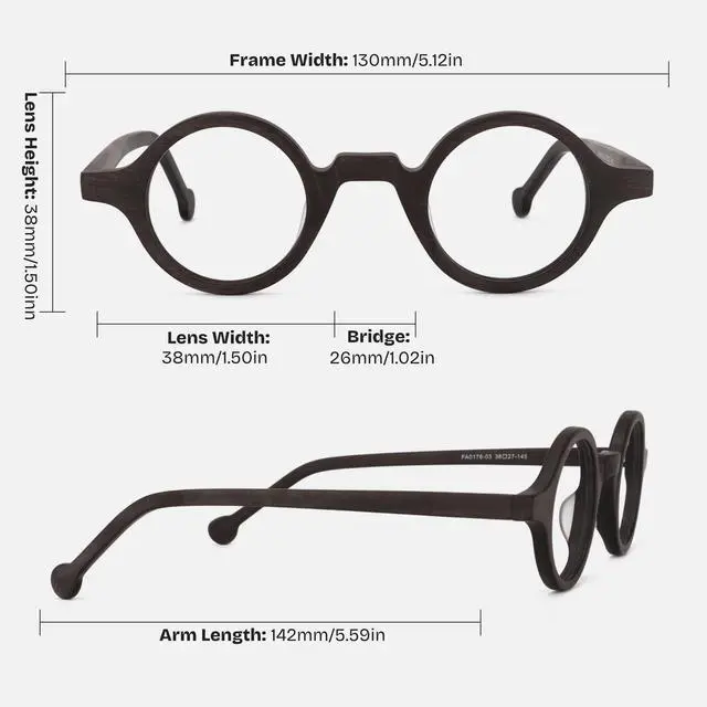 Alt view image 5 of 5 - Zeelool Retro Small Round Eyeglasses Frame for Men, Wood Grain Acetate Eyewear Frame with Clear Lens Arale FA0176-03 Burnt Umber