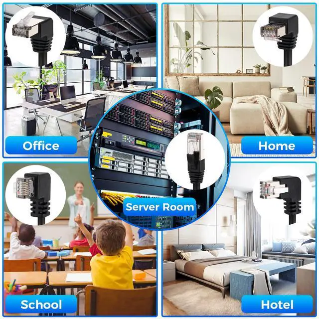 Alt view image 4 of 4 - Cat 6 Ethernet Extension Cable 10 Pack,Multiple Angles(UP/Down/Left/Right/Straight), Cat6 RJ45 Network LAN Patch Cord Adapter, FTP Shielded Male to Female Connector, Supports CAT5E/CAT5-2 Feet