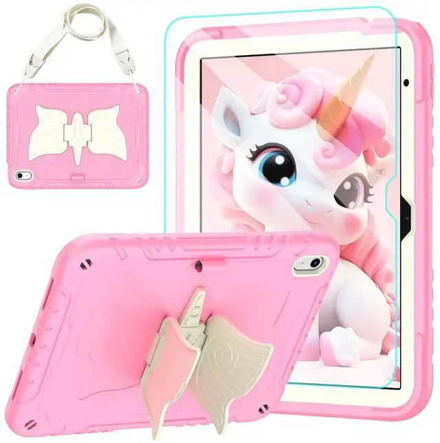 Main image of TOMORRY for iPad (A16) 11th Generation 11 Inch 2025/iPad 10th Generation Case 10.9 Inch 2022 with Tempered Glass Screen Protector,Unicorn Stand,Shoulder Strap,for iPad 10 Case Kids Girls (Light Pink)