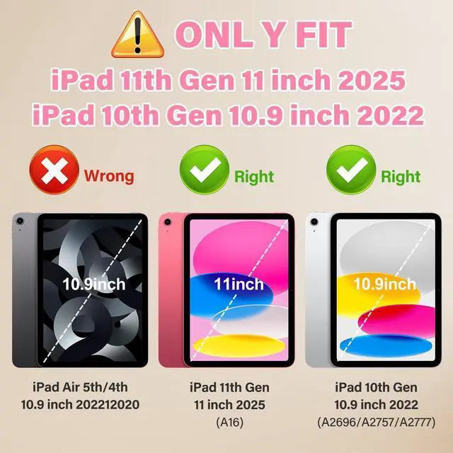 Alt view image 2 of 5 - TOMORRY for iPad (A16) 11th Generation 11 Inch 2025/iPad 10th Generation Case 10.9 Inch 2022 with Tempered Glass Screen Protector,Unicorn Stand,Shoulder Strap,for iPad 10 Case Kids Girls (Light Pink)