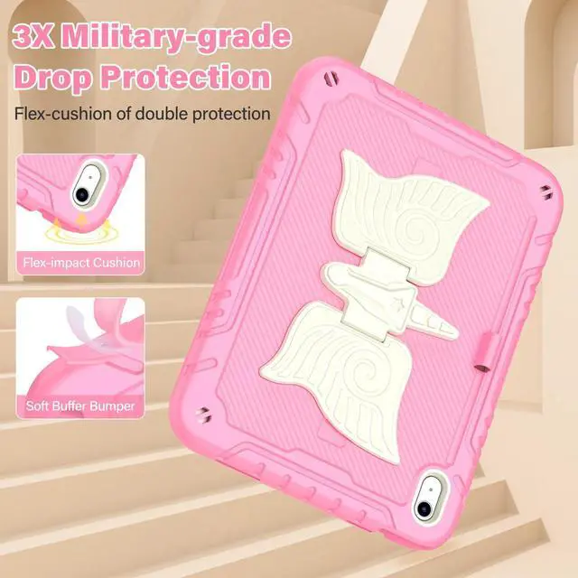 Alt view image 4 of 5 - TOMORRY for iPad (A16) 11th Generation 11 Inch 2025/iPad 10th Generation Case 10.9 Inch 2022 with Tempered Glass Screen Protector,Unicorn Stand,Shoulder Strap,for iPad 10 Case Kids Girls (Light Pink)