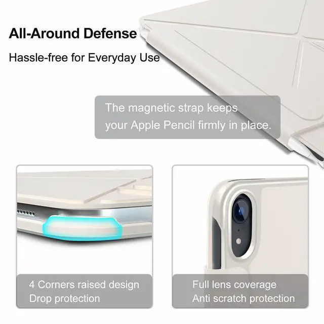 Alt view image 5 of 5 - Wonzir for iPad mini 7 A17 Pro Case (2024), iPad mini 7th/6th Generation Case (2024/2021), Slim Powerful Magnetic Case, 4 Standing Angles,Durable Protection, Supports Pencil (White)