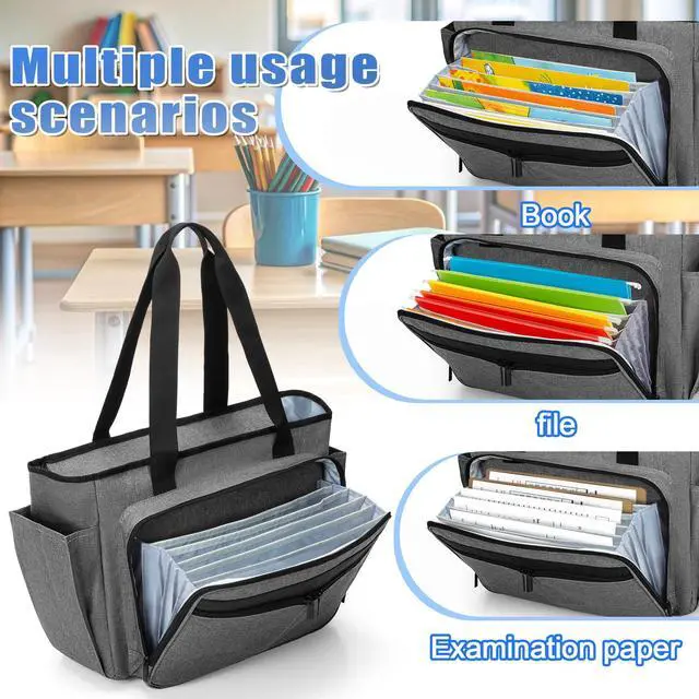 Alt view image 4 of 5 - Trunab Teacher Laptop Tote Bag with Expanding File Folder Pocket, Nurse Utility Tote Bag for Women, Office Laptop Briefcase for Work, College, Nursing