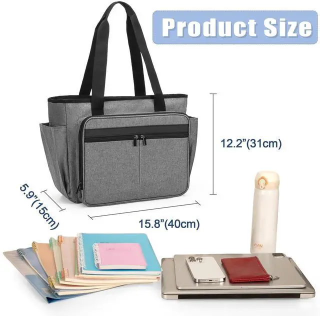 Alt view image 3 of 5 - Trunab Teacher Laptop Tote Bag with Expanding File Folder Pocket, Nurse Utility Tote Bag for Women, Office Laptop Briefcase for Work, College, Nursing