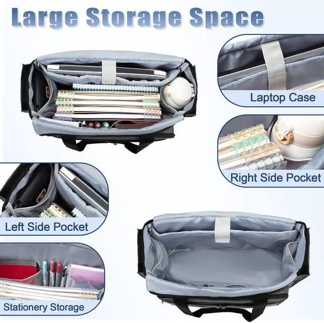 Alt view image 5 of 5 - Trunab Teacher Laptop Tote Bag with Expanding File Folder Pocket, Nurse Utility Tote Bag for Women, Office Laptop Briefcase for Work, College, Nursing