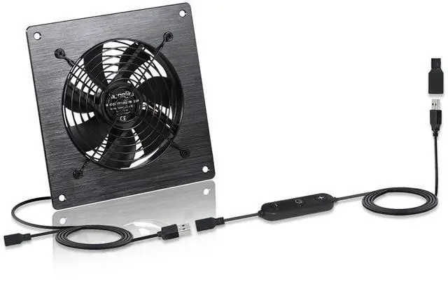 Main image of xiaoqijia USB 120MM Cabinet Fan 5V Quiet Cooling Fan DC 12V IPX5 Waterproof Fan System 6" with 10 Speed Control, for Home Theater AV Cabinet,Server Cabinet,Dog kennels,Greenhouse Cooling
